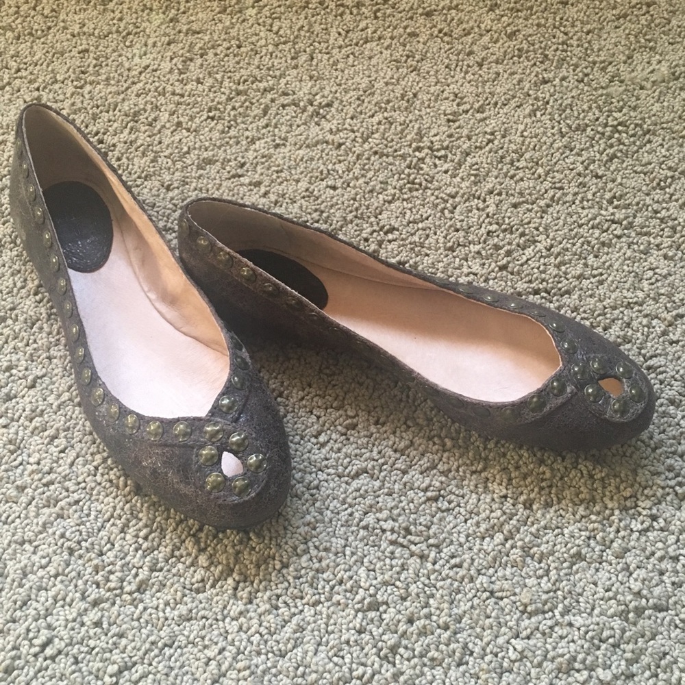 Dark brown studded Frye flats size 8 worn once